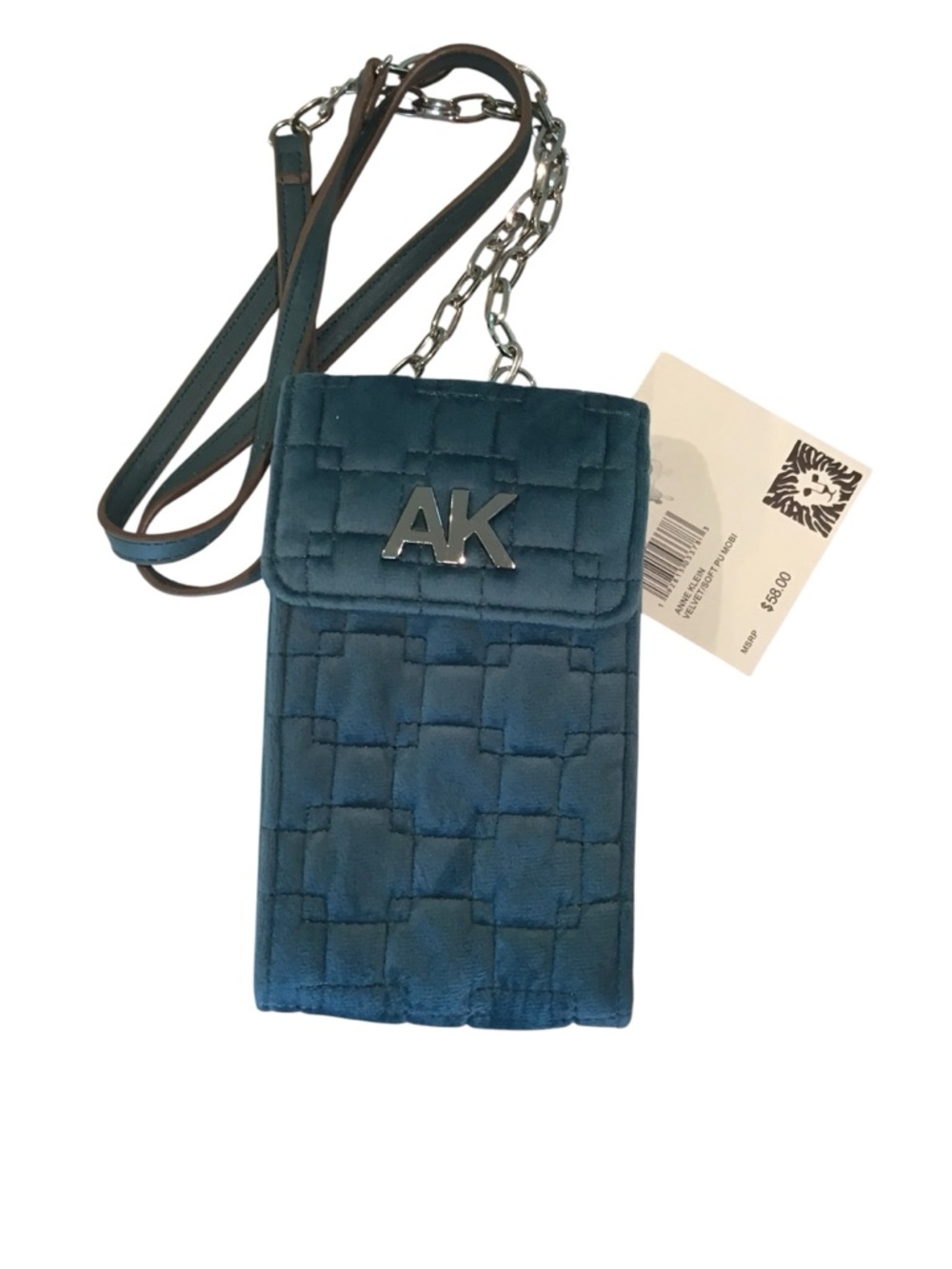 AK Quilted Teal Crossbody Phone Bag